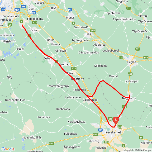 Name of route: 20240512_131634<br>Biker's name: Pipó Krisztián<br>Start: 2024.05.12.<br>Distance: 150.488 km<br>Average speed: 65 km/h<br> 20240512_131634