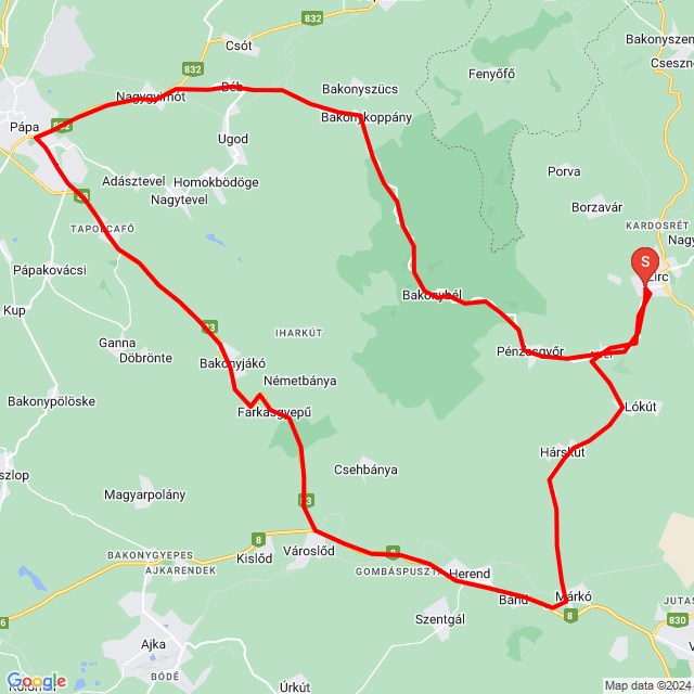 Name of route: 20240519_105657<br>Biker's name: Kiss Balázs Sándor<br>Start: 2024.05.19.<br>Distance: 103.053 km<br>Average speed: 68 km/h<br> 20240519_105657