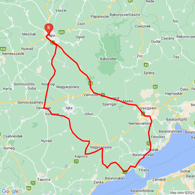 Nome della gita: Dörgicse Kaáli intézet<br>Motorista: Molnár Szabolcs<br>Partenza: 2024.06.22.<br>Distanza: 162.387 km<br>Velocità media: 60 km/h<br> Dörgicse Kaáli intézet