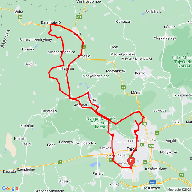 Nome della gita: TET próba<br>Motorista: www.MotorosVandor.hu<br>Partenza: 2024.06.22.<br>Distanza: 116.309 km<br>Velocità media: 43 km/h<br> TET próba