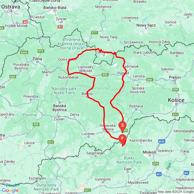 Nom du voyage: 20240908_115636<br>Motard: Sándor Bacsó<br>Départ: 2024.09.08.<br>Distance: 442.594 km<br>Vitesse moyenne: 70 km/h<br> 20240908_115636