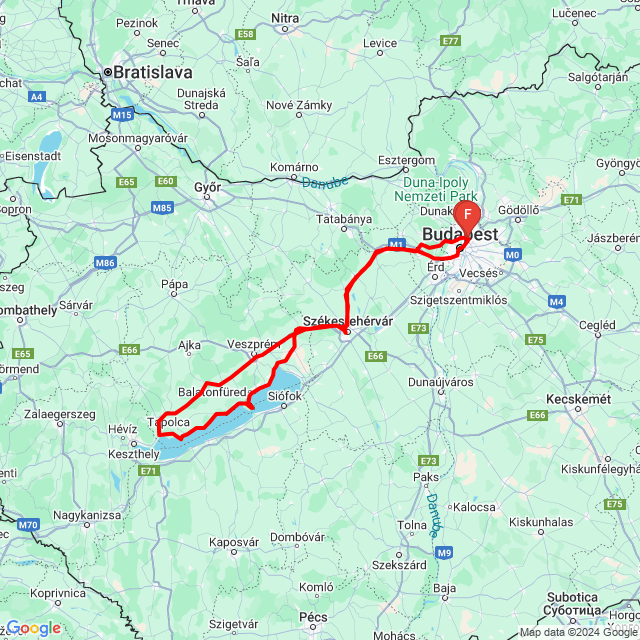 Nom du voyage: 20240908_104534<br>Motard: Csák Dárius<br>Départ: 2024.09.08.<br>Distance: 412.183 km<br>Vitesse moyenne: 61 km/h<br> 20240908_104534