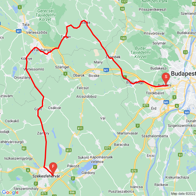 Nome della gita: Budaörs - Székesfehérvár 2016.04.03<br>Motorista: Gazdag Peter<br>Partenza: 2016.04.03.<br>Distanza: 124.823 km<br>Velocità media: 76 km/h<br> Budaörs - Székesfehérvár 2016.04.03