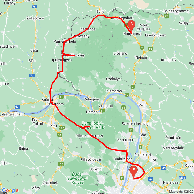 Nome della gita: 20160403_Dobogókő<br>Motorista: Kalman Pajcsics<br>Partenza: 2016.04.03.<br>Distanza: 121.097 km<br>Velocità media: 64 km/h<br> 20160403_Dobogókő