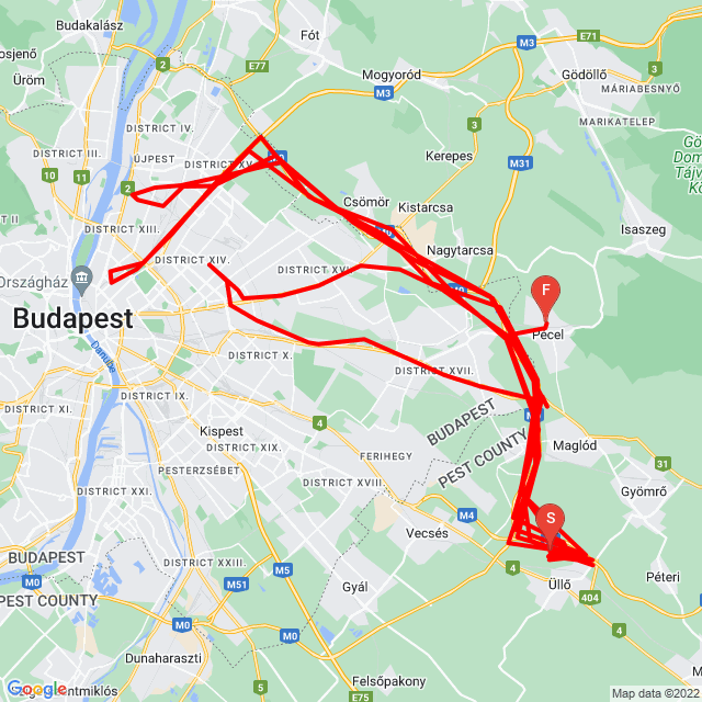 Nome della gita: <br>Motorista: Révén Sándor András<br>Partenza: 2016.04.04.<br>Distanza: 273.921 km<br>Velocità media: 51 km/h<br>