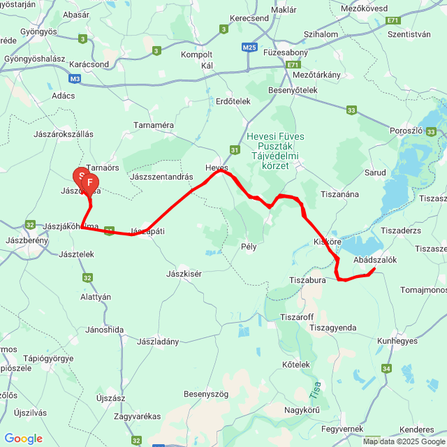 Name of route: 20250222_101935<br>Biker's name: Molnár Zoltán<br>Start: 2025.02.22.<br>Distance: 129.891 km<br>Average speed: 70 km/h<br> 20250222_101935