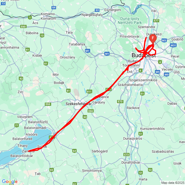 Name of route: 20250313 Bp-Zamárdi-Bp<br>Biker's name: Könyves Zoltán<br>Start: 2025.03.13.<br>Distance: 380.41 km<br>Average speed: 24 km/h<br> 20250313 Bp-Zamárdi-Bp