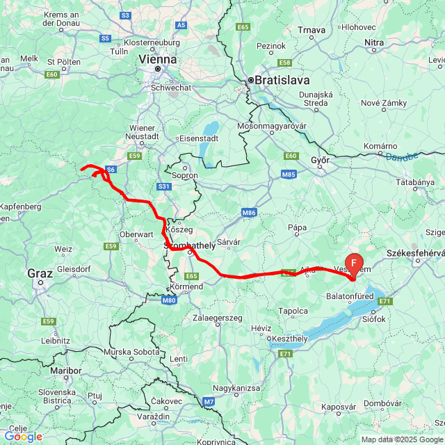 Nom du voyage: 20250502_083418<br>Motard: Ferenc Csekő<br>Départ: 2025.05.02.<br>Distance: 494.562 km<br>Vitesse moyenne: 76 km/h<br> 20250502_083418