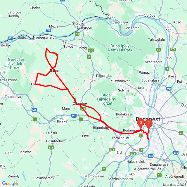 Nom du voyage: 20250502_SV650<br>Motard: Perjés Ferenc<br>Départ: 2025.05.02.<br>Distance: 145.436 km<br>Vitesse moyenne: 64 km/h<br> 20250502_SV650