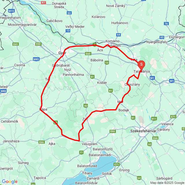 Nom du voyage: 20250613_153344<br>Motard: László Fehér<br>Départ: 2025.06.13.<br>Distance: 258.687 km<br>Vitesse moyenne: 67 km/h<br> 20250613_153344