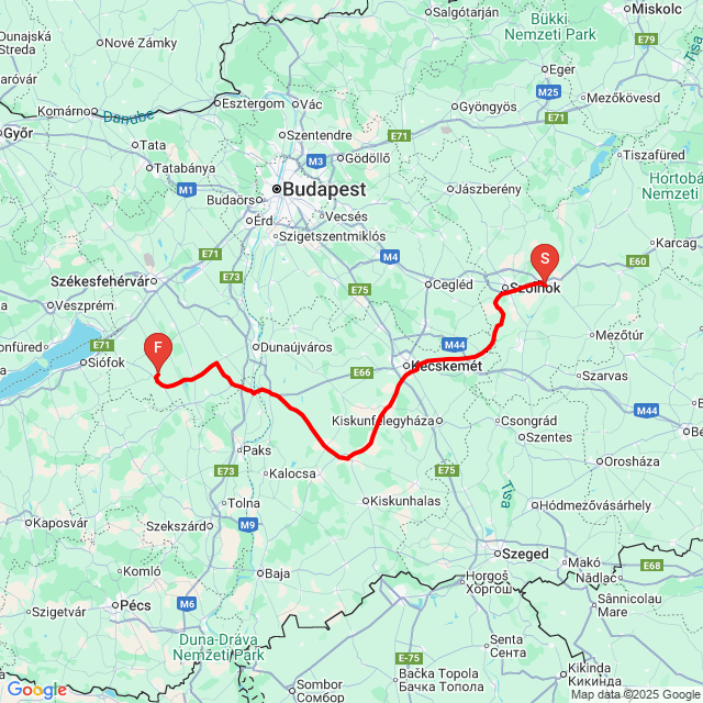 Nom du voyage: 20250618_082524<br>Motard: Katalin Bózsó<br>Départ: 2025.06.18.<br>Distance: 216.508 km<br>Vitesse moyenne: 69 km/h<br> 20250618_082524
