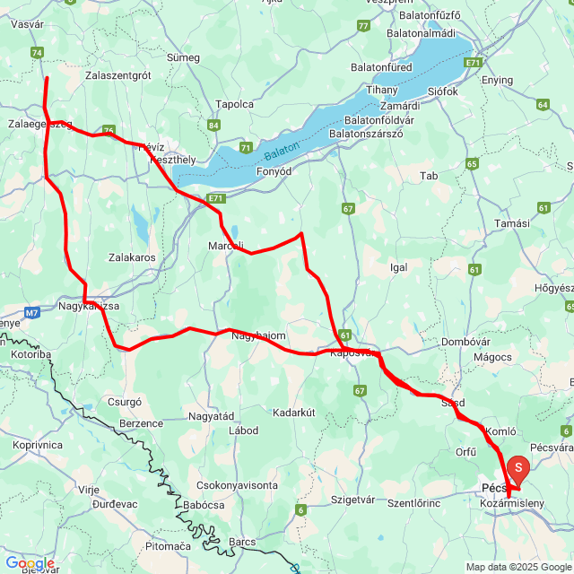 Name of route: 20250615_064307<br>Biker's name: Vilmànyi Tibor<br>Start: 2025.06.15.<br>Distance: 395.405 km<br>Average speed: 66 km/h<br> 20250615_064307