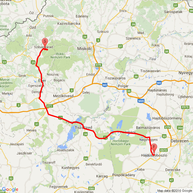 Nome della gita: Szilvásvárad-Szoboszló túra<br>Motorista: Vári Zsombor<br>Partenza: 2016.05.22.<br>Distanza: 153.549 km<br>Velocità media: 70 km/h<br> Szilvásvárad-Szoboszló túra