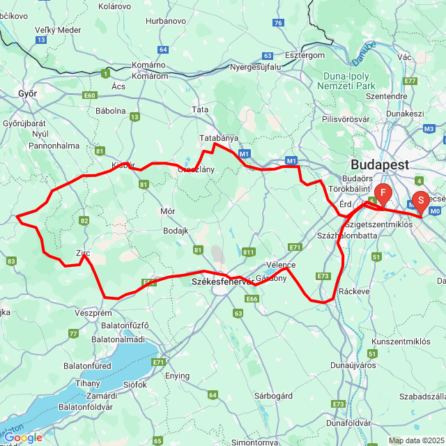 Nom du voyage: 20250713_092411<br>Motard: Sándor Faragó<br>Départ: 2025.07.13.<br>Distance: 334.014 km<br>Vitesse moyenne: 78 km/h<br> 20250713_092411