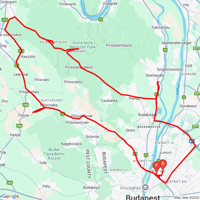 Nome della gita: 20250601 vasárnap motorozás <br>Motorista: PappCs<br>Partenza: 2025.06.01.<br>Distanza: 123.245 km<br>Velocità media: 54 km/h<br> 20250601 vasárnap motorozás