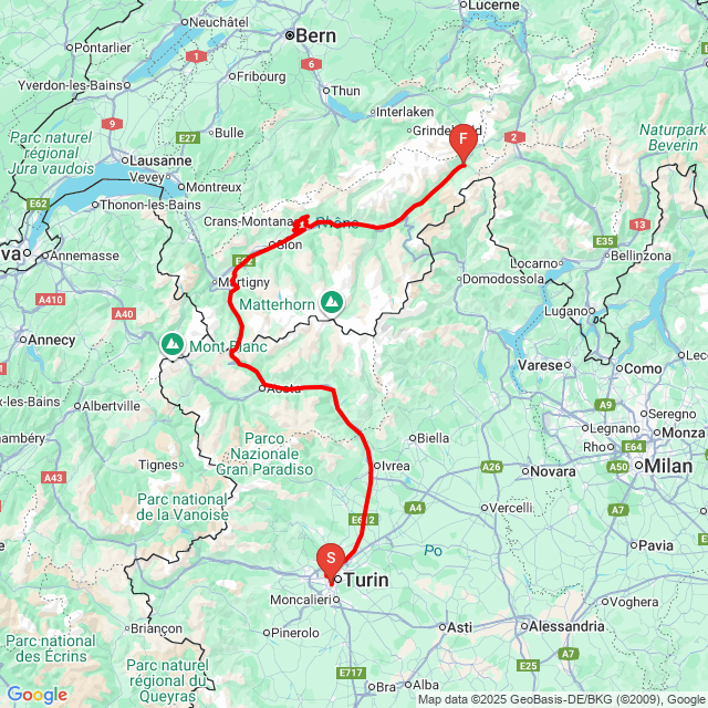 Útvonal neve: Giro colli svizzeri 2025 giorno 1<br>Motoros: Telmo<br>Indulás: 2025.09.20.<br>Távolság: 350.714 km<br>Átlagsebesség: 61 km/h<br> Giro colli svizzeri 2025 giorno 1
