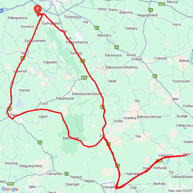 Name of route: 20250907_132506<br>Biker's name: Ferenc Timár<br>Start: 2025.09.07.<br>Distance: 238.116 km<br>Average speed: 69 km/h<br> 20250907_132506