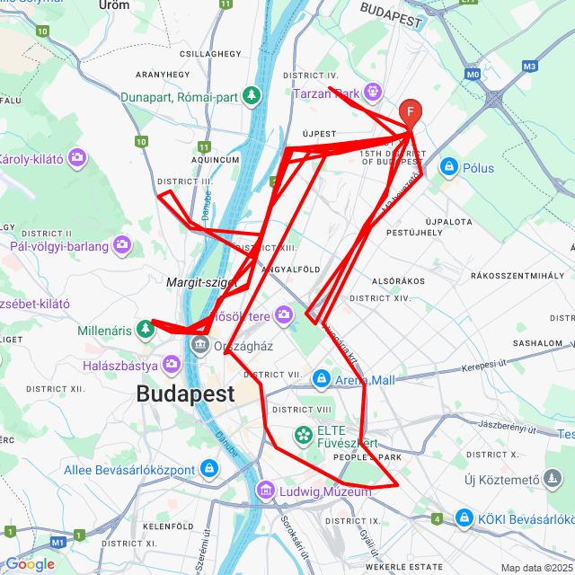 Name of route: 20250927 BUDAPEST <br>Biker's name: Könyves Zoltán<br>Start: 2025.09.27.<br>Distance: 112.835 km<br>Average speed: 12 km/h<br> 20250927 BUDAPEST