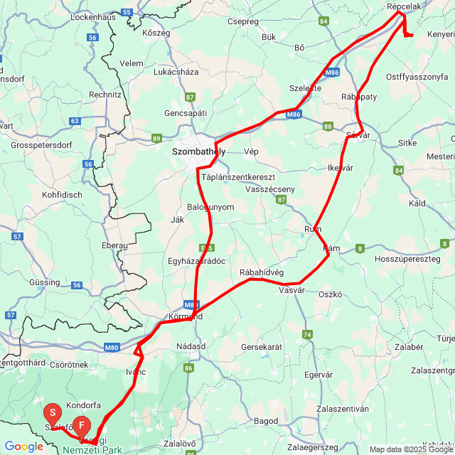 Name of route: 20251011_125758<br>Biker's name: Dávid Kovács<br>Start: 2025.10.11.<br>Distance: 204.669 km<br>Average speed: 64 km/h<br> 20251011_125758