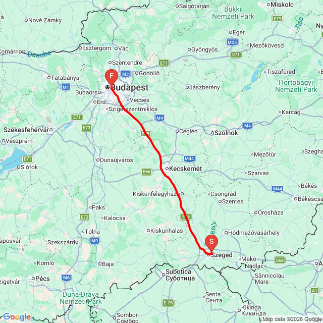 Nom du voyage: Szegedről haza<br>Motard: Beard<br>Départ: 2026.03.16.<br>Distance: 171.726 km<br>Vitesse moyenne: 83 km/h<br> Szegedről haza