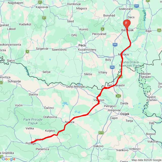 Nom du voyage: 20260510_Pozsega Krisztikével és a Tikáékkal valószínű nekik az utolsó gurulásuk!<br>Motard: Papp István<br>Départ: 2026.05.10.<br>Distance: 332.938 km<br>Vitesse moyenne: 70 km/h<br> 20260510_Pozsega Krisztikével és a Tikáékkal valószínű nekik az utolsó gurulásuk!