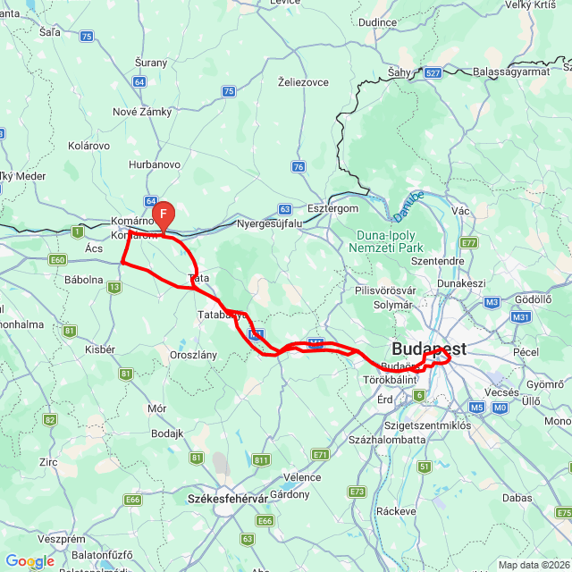 20260604 Almásfüzitő - Budapest oda-vissza