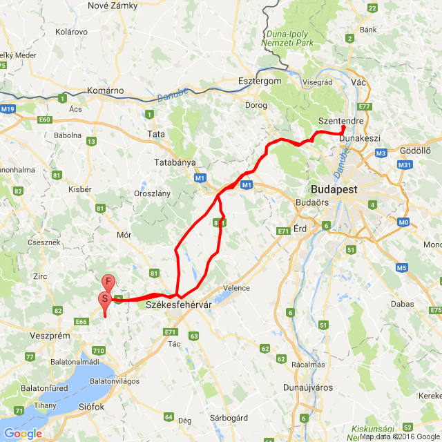 Nombre de la trayectoria: 2016.08.14 Szentendre<br>Motociclista: Laca<br>Salida: 2016.08.14.<br>Distancia: 241.359 km<br>Velocidad media: 64 km/h<br> 2016.08.14 Szentendre