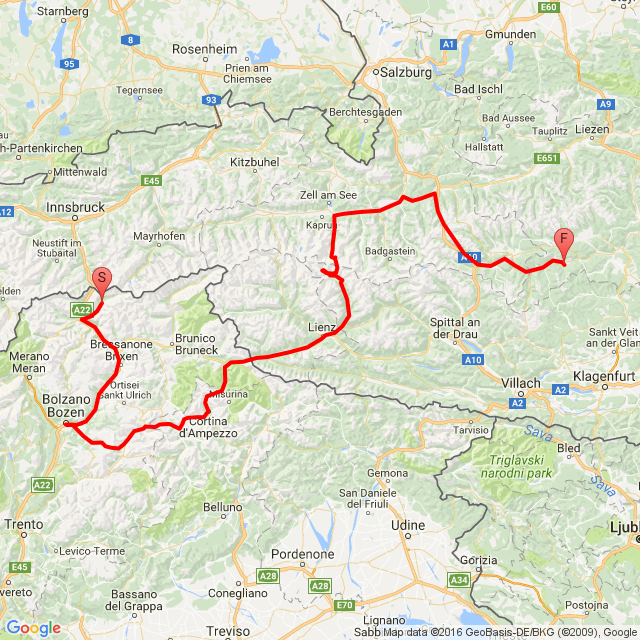Nombre de la trayectoria: 201608-III-St.Jacob(IT)-Murau(AT)<br>Motociclista: Gáspy<br>Salida: 2016.08.14.<br>Distancia: 505.125 km<br>Velocidad media: 54 km/h<br> 201608-III-St.Jacob(IT)-Murau(AT)