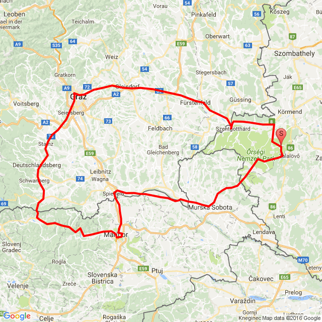 Útvonal neve: 20160910 egy nap, három ország! <br>Motoros: Zsiráf<br>Indulás: 2016.09.10.<br>Távolság: 350.478 km<br>Átlagsebesség: 52 km/h<br> 20160910 egy nap, három ország!