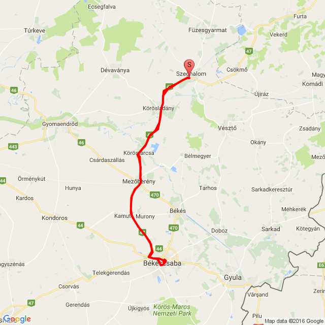 Nome della gita: Berény Csaba Gyuszkó <br>Motorista: Nagy Richárd Zoltán<br>Partenza: 2016.11.19.<br>Distanza: 100.973 km<br>Velocità media: 73 km/h<br> Berény Csaba Gyuszkó