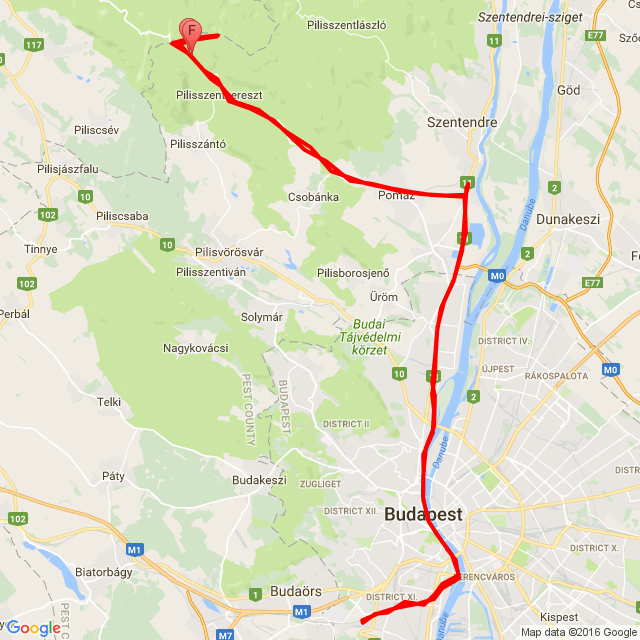 Nome della gita: Budapest-Dobogókő_SuzukiGSX750F<br>Motorista: Czibere Zoltán<br>Partenza: 2016.11.20.<br>Distanza: 104.307 km<br>Velocità media: 53 km/h<br> Budapest-Dobogókő_SuzukiGSX750F