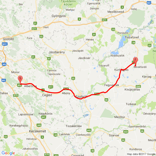 Name of route: Kunmadaras<br>Biker's name: Kristóf Krahulcsán<br>Start: 2017.05.01.<br>Distance: 124.827 km<br>Average speed: 71 km/h<br> Kunmadaras