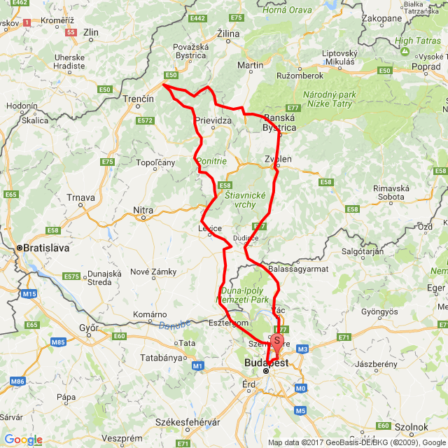 Nome della gita: 20170521 Bp-SK-Bp<br>Motorista: Könyves Zoltán<br>Partenza: 2017.05.21.<br>Distanza: 527.385 km<br>Velocità media: 72 km/h<br> 20170521 Bp-SK-Bp