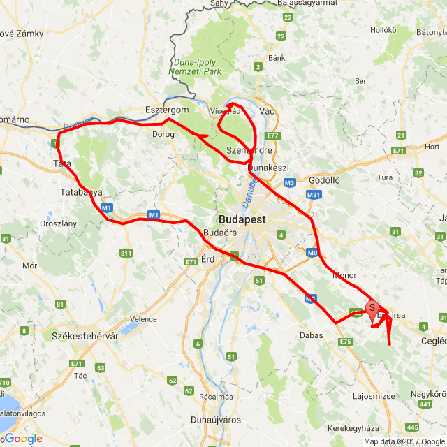 Name of route: 20170608_091648<br>Biker's name: Szántó Dániel<br>Start: 2017.06.08.<br>Distance: 390.572 km<br>Average speed: 72 km/h<br> 20170608_091648