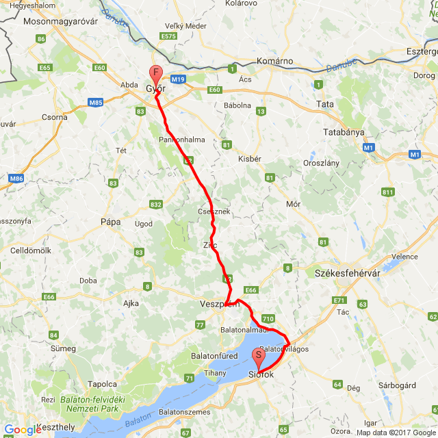 Name of route: siófok győr<br>Biker's name: Vastag Csaba<br>Start: 2017.06.08.<br>Distance: 117.742 km<br>Average speed: 55 km/h<br> siófok győr