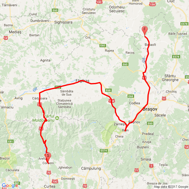 Nome della gita: Transzfogaras-Vargyas<br>Motorista: Meizer Bálint<br>Partenza: 2017.06.19.<br>Distanza: 275.903 km<br>Velocità media: 56 km/h<br> Transzfogaras-Vargyas