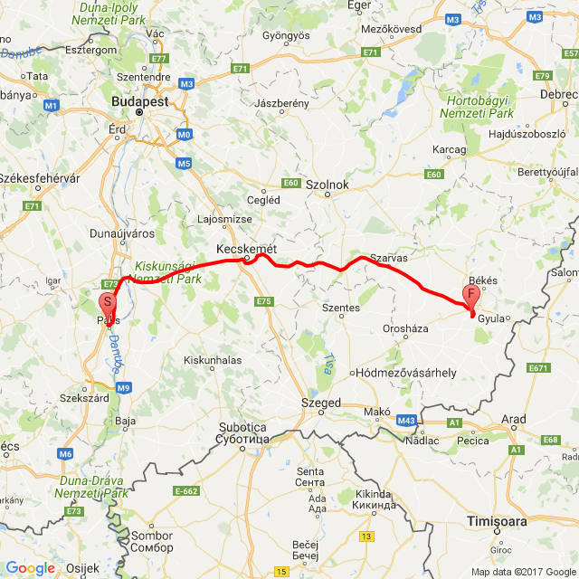Nome della gita: Paks_Bekescsaba_20170714_133709<br>Motorista: Magyarfalvi László<br>Partenza: 2017.07.14.<br>Distanza: 208.82 km<br>Velocità media: 77 km/h<br> Paks_Bekescsaba_20170714_133709