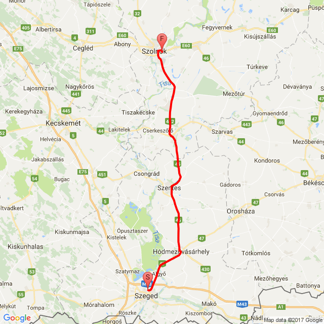 Nome della gita: 20170916_085208 Szeged-Szolnok<br>Motorista: Tomchy<br>Partenza: 2017.09.16.<br>Distanza: 114.156 km<br>Velocità media: 68 km/h<br> 20170916_085208 Szeged-Szolnok