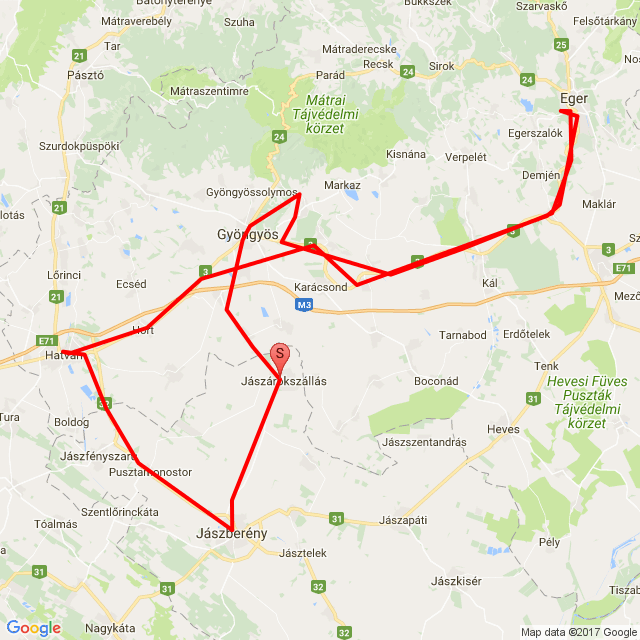 Nome della gita: 20170915_134351 Gyöngyös-Eger-Hatvan-Jászberény (e.) <3<br>Motorista: N. Gabriella<br>Partenza: 2017.09.15.<br>Distanza: 204.501 km<br>Velocità media: 71 km/h<br> 20170915_134351 Gyöngyös-Eger-Hatvan-Jászberény (e.) <3