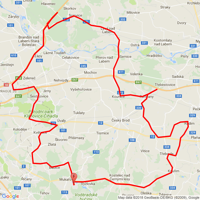 Nome della gita: 20180325_151024<br>Motorista: Matěj Vosk<br>Partenza: 2018.03.25.<br>Distanza: 129.471 km<br>Velocità media: 56 km/h<br> 20180325_151024