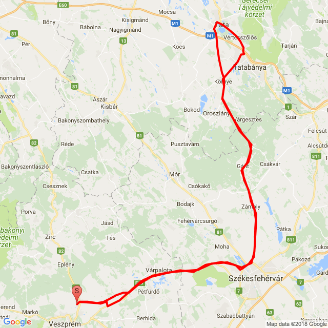 Name of route: 20180603_121424<br>Biker's name: Attila<br>Start: 2018.06.03.<br>Distance: 192.885 km<br>Average speed: 75 km/h<br> 20180603_121424